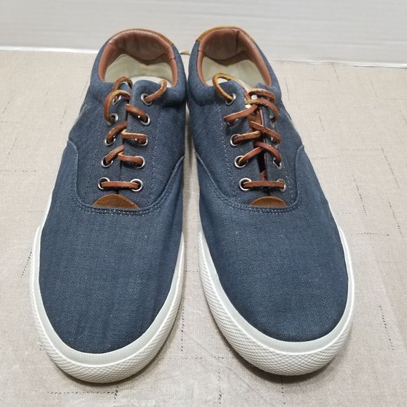 Polo Ralph Lauren Vaughn Shoes Men Size 10.5 D Blue Canvas Lace Up Sneakers - Picture 6 of 15